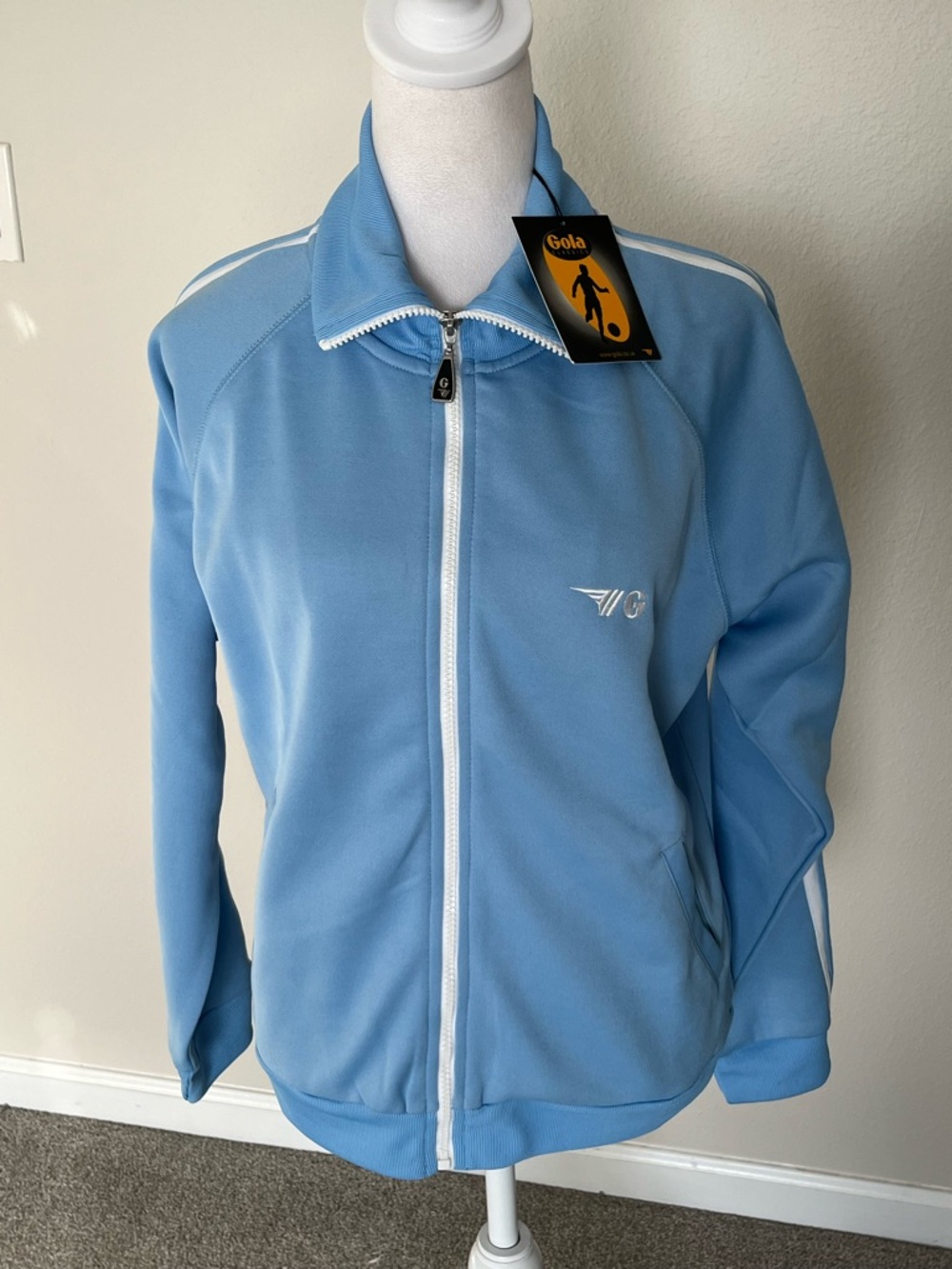 NWT Gola Sky Blue Full-Zip Athletic Jacket with White Trim Size Large